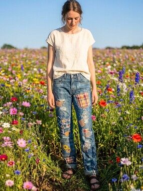 Upcycled Patchwork Levi 511 32x36 Slim Fit Read Description Of Fit Below. Unisex